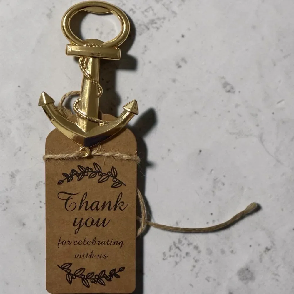 Gold Anchor Bottle Opener Wedding Favor – Nautical Thank You Party Gift